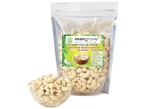 Mangrove Daily Bazar MANGROVE DAILY BAZAR Cashew Whole Mixed Grade Karnel - Rich In Taste, 500 g