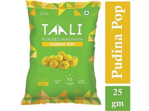 Taali Roasted Makhana - Pudina Pop, Non-GMO, Plant-Protein, Gluten Free, 25 g