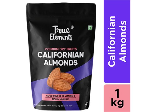 True Elements Californian Almonds - Premium Dry Fruits, Rich In Minerals & Vitamin E, 1 kg