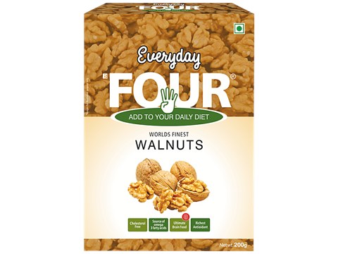 Everyday Four Walnuts/Akhrot - Rich In Antioxidant & Omega 3, Cholesterol Free, 200 g