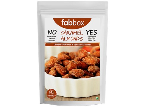 Fabbox Roasted Caramel Almonds With Sesame Seeds - Healthy Snack, Gluten-Free, Vegan, 150 g