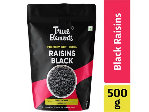 True Elements Black Raisins/Munakka - Seedless, 500 g