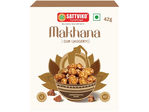 Sattviko Gur/Jaggery Makhana With Added Sesame Seeds, 42 g