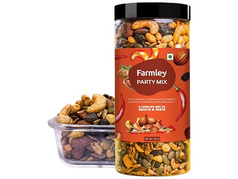Farmley Party Mix - Mixed Nuts, Healthy Snacks Contains Mixed Dry Fruits, Nuts & Seeds, 500 g