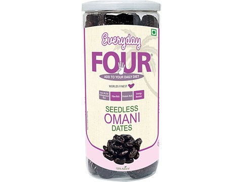 Everyday Four Seedless Omani Dates - Rich In Protein & Fibre, Naturally Sweet, Boosts Energy, 400 g