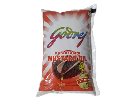 Godrej Mustard Oil - Kachi Ghani, Fortified With Vitamins A, D & E, 1 L