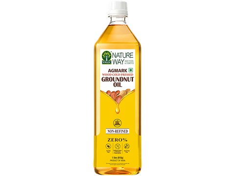 Nature Way Agmark Non-Refined Wood Cold Pressed Groundnut Oil, 1 L