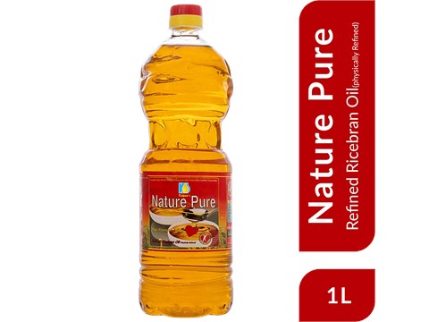 NATURE PURE Rice Bran Oil - Refined, Vitamin A, D, E, Boosts Immunity, Reduces Bad Cholesterol, 1 L