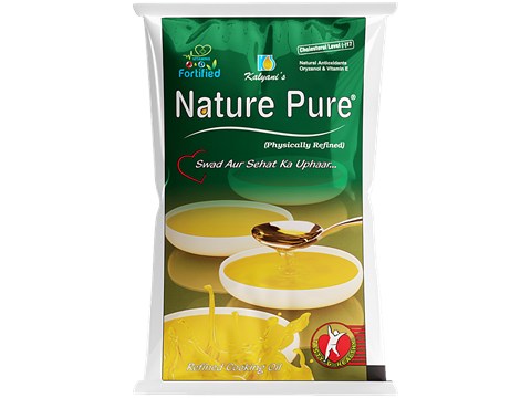 NATURE PURE Rice Bran Oil - Refined, Vitamin A, D, E, Boosts Immunity, Reduces Bad Cholesterol, 820 g