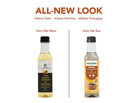 Anveshan Wood Cold Pressed Sunflower Cooking Oil - Heart-Healthy Good Fats, 500 ml