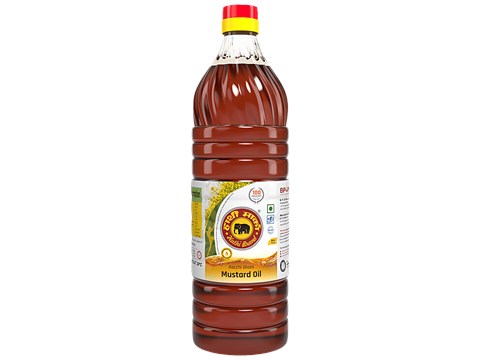 Hathi  Mustard Oil - Pungent Flavour, For Healthy Dishes, Free From Cholesterol & Trans-Fat, 1 L