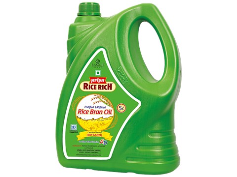 Priya Rice Rich Fortified & Refined Rice Bran Oil - Contains Natural Oryzanol, 5 L