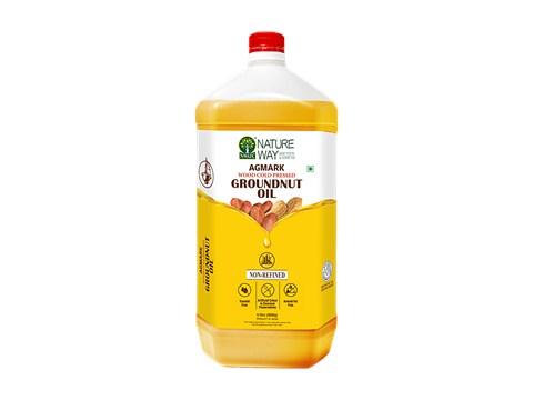 Nature Way Agmark Non-Refined Wood Cold Pressed Groundnut Oil, 5 L