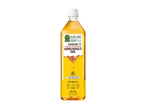 Nature Way Agmark Non-Refined Wood Cold Pressed Groundnut Oil, 500 ml
