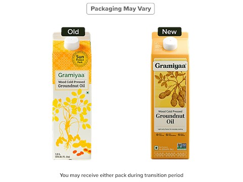 Gramiyaa Groundnut Oil - Wood Cold Pressed, 1 L