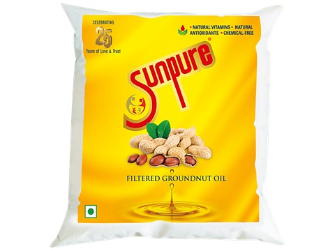 Sunpure  Groundnut Oil - Filtered, Rich In Antioxidants & Vitamins, Chemical Free, 500 ml
