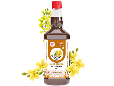Indic Wisdom Wood Pressed Mustard Oil - Cold Pressed, 500 ml