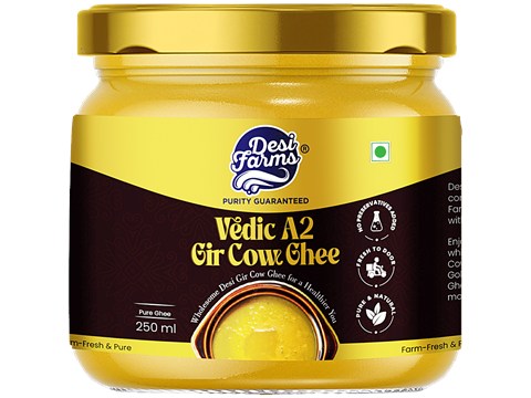 Desi Farms Vedic A2 Gir Cow Ghee, 250 ml