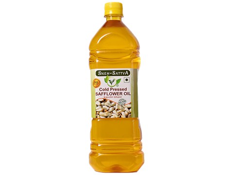 Sneh-Sattva Safflower Oil - Cold Pressed, Kacchi Ghani, Pure, No Preservatives, 1 L