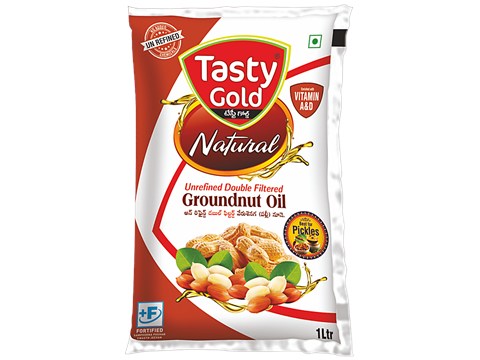 Tasty Gold Natural Unrefined Double Filtered Groundnut Oil, 1 L