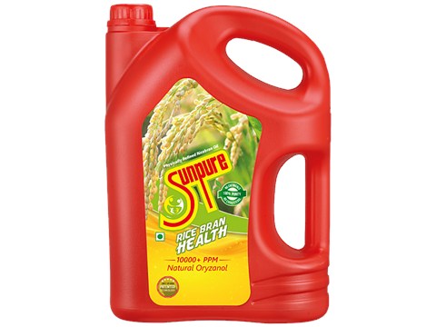 Sunpure  Rice Bran Health Physically Refined Rice Bran Oil - Contains Natural Oryzanol & Natural Vitamins, 5 L