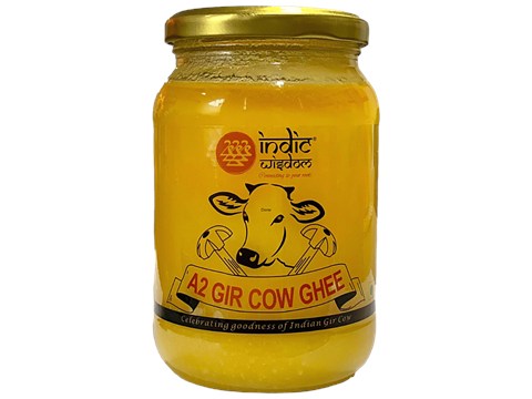 Indic Wisdom A 2 Gir Cow Ghee - Hand Churned, Rich In Calcium & Protein, Grainy Texture, 450 ml