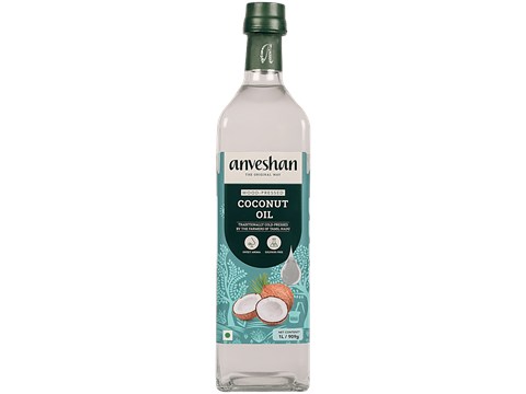 Anveshan Wood Cold Pressed Coconut Cooking Oil - For Hair & Massage, 1 L