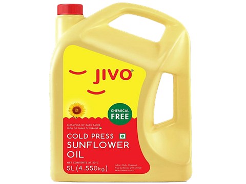 Jivo  Sunflower Oil - Cold Pressed, Fortified With Vitamins A & D, Chemical Free, 5 L