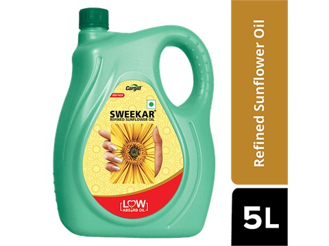 Sweekar Refined Sunflower Oil - Low Absorb, 5 L