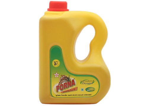 Porna Refined Rice Bran Oil - Free from Argemone Oil, 2 L