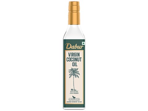 Dabur Virgin Coconut Oil - Cold Pressed, Natural, Unrefined, Helps Boost Immunity, 500 ml
