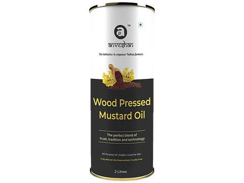 Anveshan Wood Cold Pressed Kachi Ghani Black Mustard Cooking Oil, 2 L