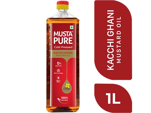 Musta Pure Cold Pressed Kacchi Ghani Mustard Oil Pet Bottle, 1 L
