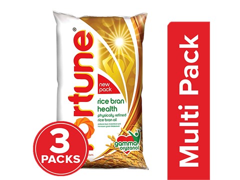 Fortune Rice Bran Health Physically Refined Oil, 3x870 g