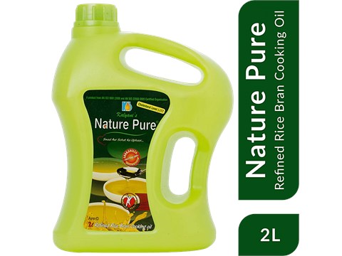 NATURE PURE Rice Bran Cooking Oil - Adds More Flavour, Good For Heart, 2 L