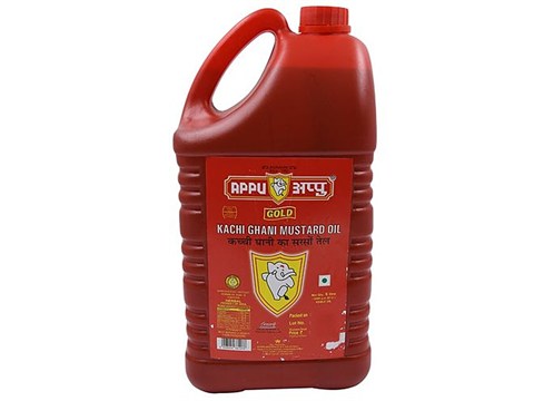 Appu Kachi Ghani Mustard Oil - Gold, 5 L