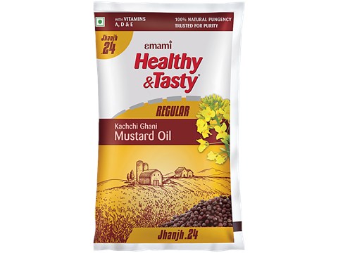 Emami Healthy & Tasty Regular Kachchi Ghani Mustard Oil, 825 g