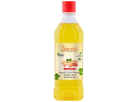 Shruti's Premium Groundnut Oil - Wooden Cold Pressed, Unrefined, Helps Improve Heart Health, 500 ml