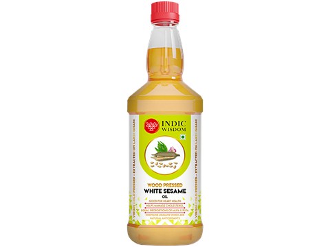 Indic Wisdom Wood Pressed White Sesame Oil - Cold Pressed, 1 L
