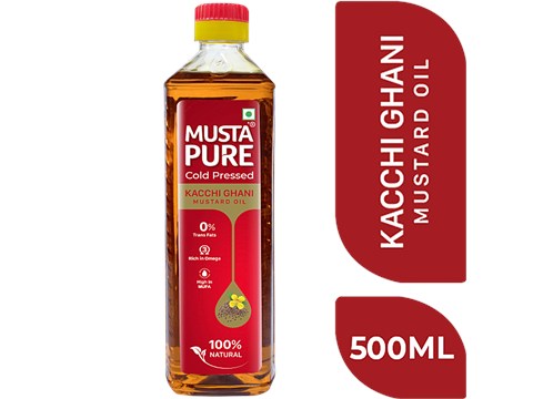 Musta Pure Cold Pressed Kacchi Ghani Mustard Oil Pet Bottle, 500 ml
