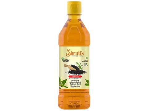 Shruti's Premium Sesame Oil - Wooden Cold-Pressed, Unrefined, Rich In Antioxidants, 500 ml