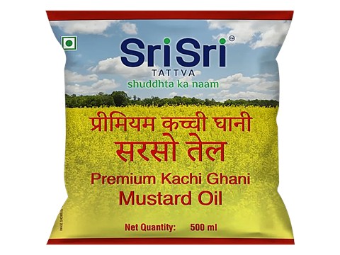 Sri Sri Tattva Premium Kachi Ghani Mustard Oil - Cold Pressed, 500 ml