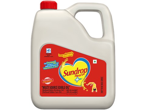 Sundrop Heart Plus Rice Bran & Corn Oil, 5 L