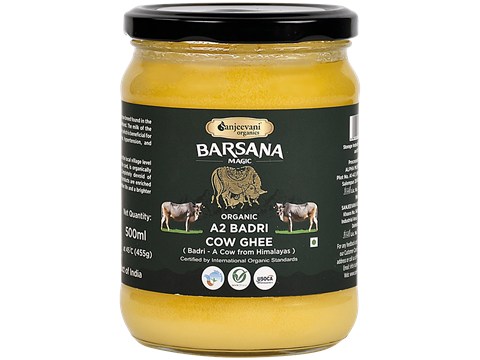 Sanjeevani Organics Barsana Magic Organic A2 Badri Cow Ghee, 500 ml
