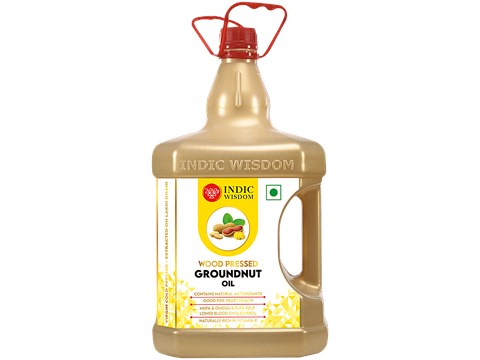 Indic Wisdom Pure Groundnut Oil - Edible, Rich Aroma & Flavour, 5 L
