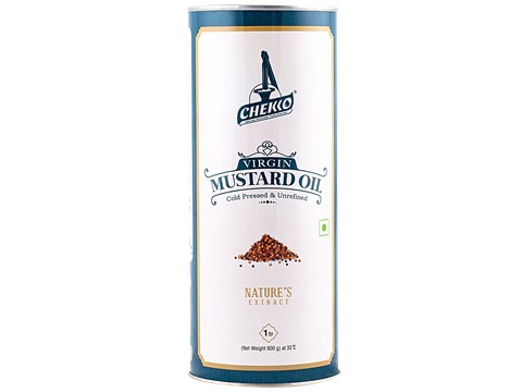 Chekko Virgin Mustard Oil/Kachi Ghani - Cold Pressed & Unrefined, 1 L