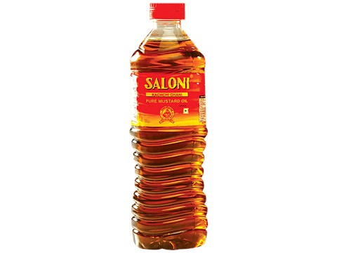 Saloni Kachchi Ghani Pure Mustard Oil - Enhances Flavour, Rich In Vitamins, Helps In Digestion, 1 L