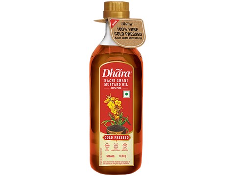 Dhara  Cold Pressed Kachi Ghani Mustard Oil, 1 L