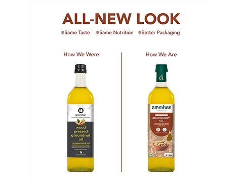 Anveshan Wood Cold Pressed Groundnut/Peanut Cooking Oil, 1 L