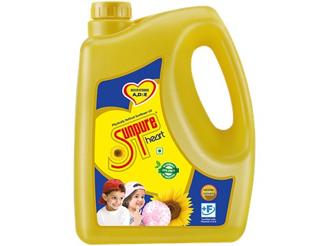 Sunpure  Heart Sunflower Oil - Chemical-Free & Physically Refined, Rich In Antioxidant, 5 L